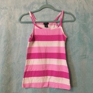 Pink and White striped Spaghetti Straps tank top